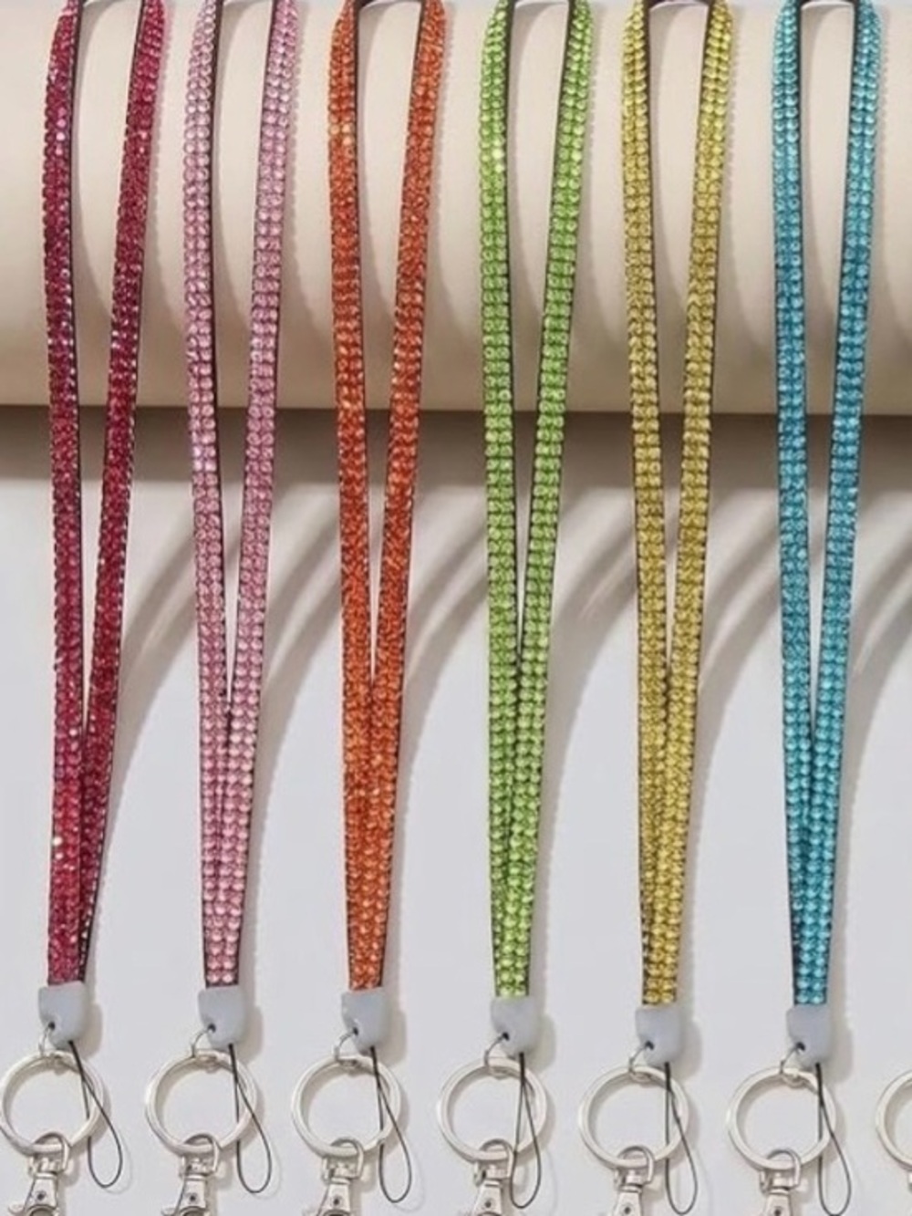12 Rhinestone lanyards with key ring and lobster claw for ID badges keys, VIP